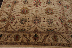 6x9 Beige, Brown, Tan Color Hand Knotted Agra 100% Wool Traditional Oriental Rug
