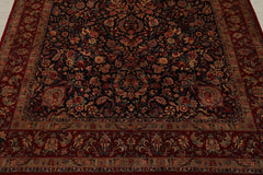 6x9 Midnight Blue, Red, Green Color Hand Knotted Sarouk 100% Wool Traditional Oriental Rug