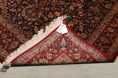 6x9 Midnight Blue, Red, Green Color Hand Knotted Sarouk 100% Wool Traditional Oriental Rug