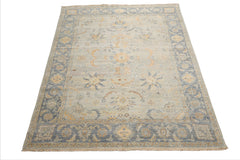8x10 Mint, Gray, Blue Color Hand Knotted Afghan Oushak Wool Traditional Oriental Rug