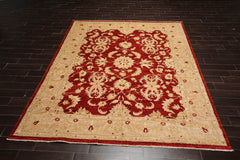8x10 Rust, Tan, Light Gold Color Hand Knotted Chobi Peshawar 100% Wool Traditional Oriental Rug