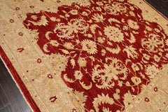 8x10 Rust, Tan, Light Gold Color Hand Knotted Chobi Peshawar 100% Wool Traditional Oriental Rug