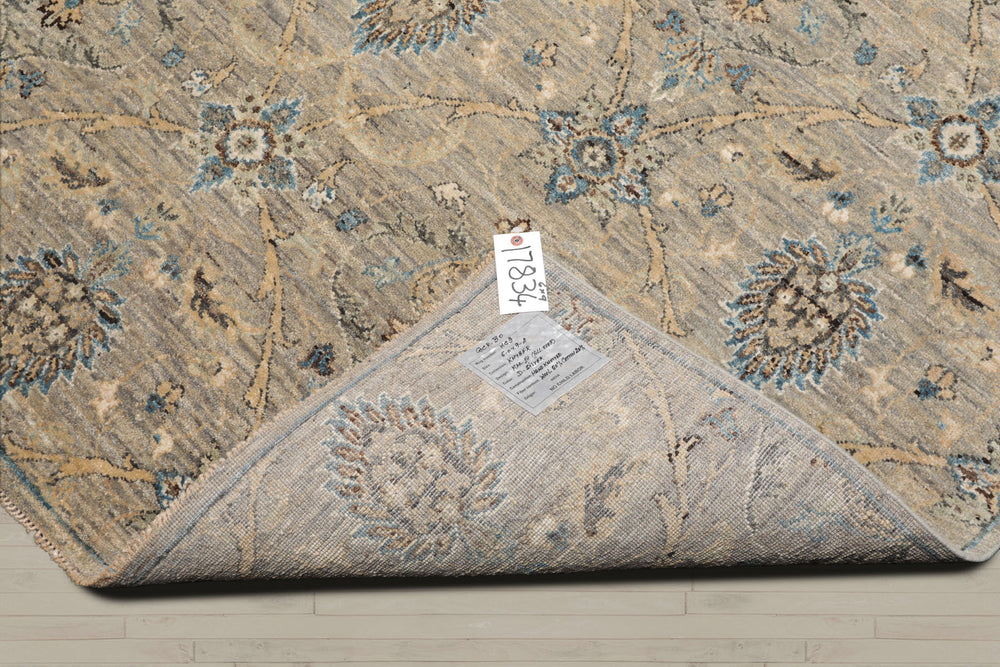 6x9 Gray, Beige, Turquoise Color Hand Knotted Oushak Wool Traditional Oriental Rug