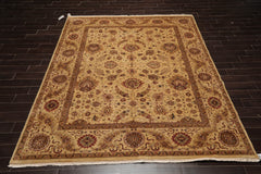 8x10 Gold, Tan, Rust Color Hand Knotted Agra 100% Wool Traditional Oriental Rug