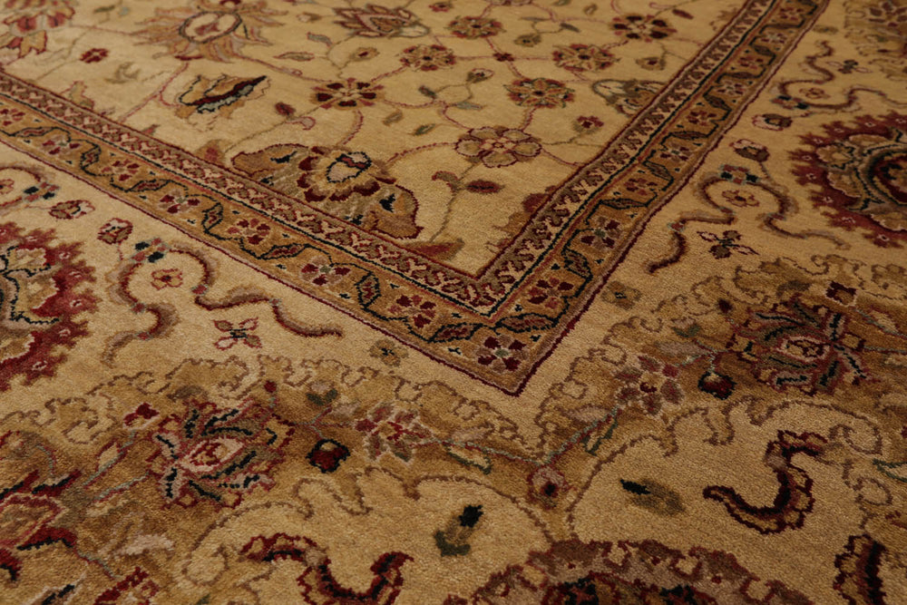 8x10 Gold, Tan, Rust Color Hand Knotted Agra 100% Wool Traditional Oriental Rug