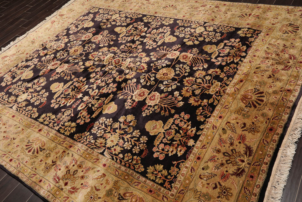 8x10 Dark Chocolate, Light Gold, Rose Color Hand Knotted Sarouk 100% Wool Traditional Oriental Rug