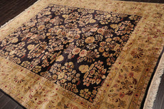 8x10 Dark Chocolate, Light Gold, Rose Color Hand Knotted Sarouk 100% Wool Traditional Oriental Rug