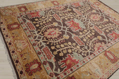 Multi Size Brown Mustard Beige Color Hand Knotted William Morris Wool Oriental Rug