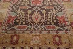 Multi Size Brown Mustard Beige Color Hand Knotted William Morris Wool Oriental Rug