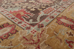 Multi Size Brown Mustard Beige Color Hand Knotted William Morris Wool Oriental Rug
