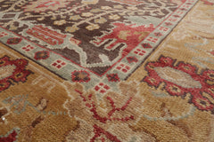 Multi Size Brown Mustard Beige Color Hand Knotted William Morris Wool Oriental Rug