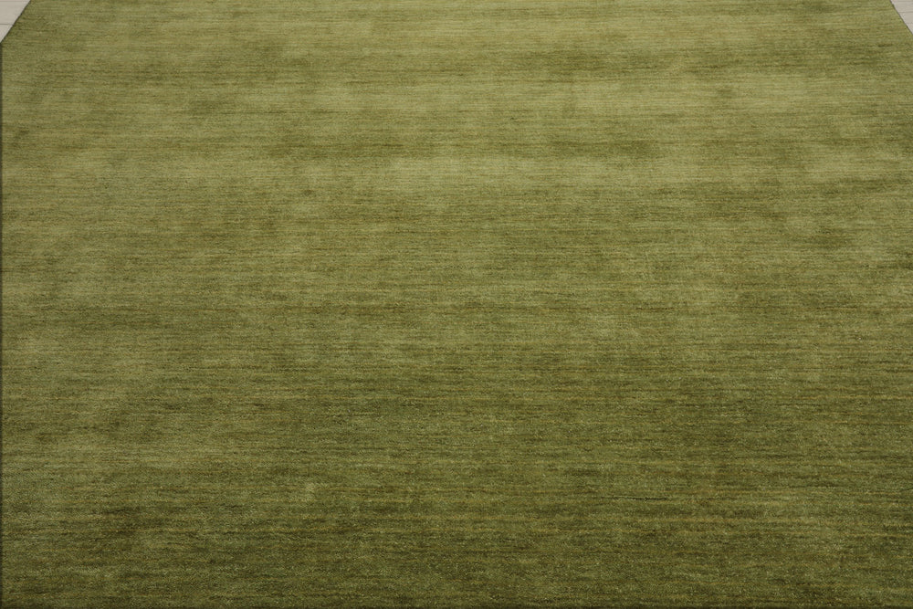 Multi Size Green Color Hand Knotted Wool Modern Oriental Rug