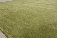 Multi Size Green Color Hand Knotted Wool Modern Oriental Rug