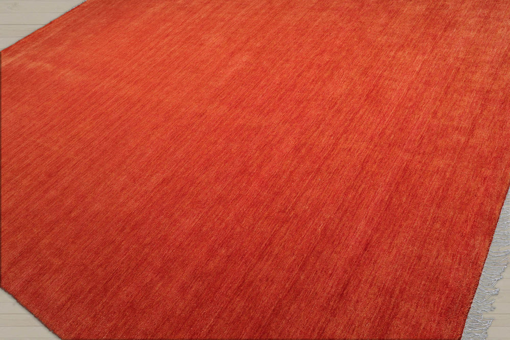 Multi Size Burnt Orange Color Hand Knotted Wool Modern Oriental Rug