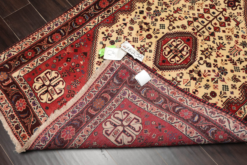 3x5 Ivory, Rust, Chocolate Color Hand Knotted Abadeh 100% Wool Traditional Oriental Rug
