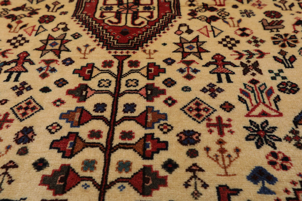 3x5 Ivory, Rust, Chocolate Color Hand Knotted Abadeh 100% Wool Traditional Oriental Rug