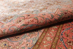 Knotted Rug Gray Blush Hand Knotted 9'x12' Authentic Kum Traditional 500 KPSI 100% Silk Oriental Area Rug