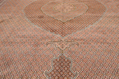 Knotted Rug Beige Rust Hand Knotted Palace Size Persian Traditional Wool and Silk Oriental Area Rug