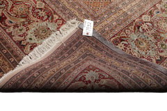 Knotted Rug Beige Rust Hand Knotted Palace Size Persian Traditional Wool and Silk Oriental Area Rug