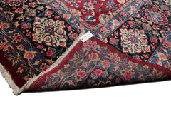 Knotted Rug Burgundy Navy Hand Knotted Palace Size Mashad Traditional 200 KPSI 100% Wool Oriental Area Rug