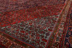 Knotted Rug Navy Orange Hand Knotted 10'x14' Vintage Bidjar Traditional 100% Wool Oriental Area Rug