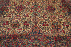 Knotted Rug Ivory Blue Hand Knotted Palace Size Antique Isfahan Traditional 300 KPSI 100% Wool Oriental Area Rug