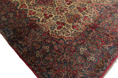 Knotted Rug Ivory Blue Hand Knotted Palace Size Antique Isfahan Traditional 300 KPSI 100% Wool Oriental Area Rug