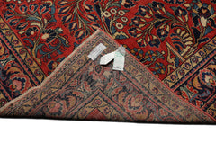 Knotted Rug Burnt Orange Navy Hand Knotted Palace Size Vintage Lilihan Traditional 100% Wool Oriental Area Rug