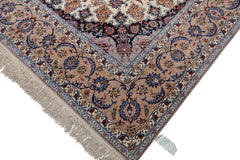 Knotted Rug Cream Taupe Hand Knotted 9'x12' Traditional 400 KPSI Wool and Silk Oriental Area Rug