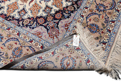 Knotted Rug Cream Taupe Hand Knotted 9'x12' Traditional 400 KPSI Wool and Silk Oriental Area Rug