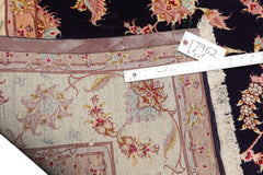 Knotted Rug Blue Ivory Hand Knotted 5'x7' Persian Tabriz Traditional 300 KPSI Wool and Silk Oriental Area Rug