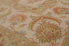 Knotted Rug Ivory Mint Hand Knotted 8'x10' Traditional 350 KPSI Wool and Silk Oriental Area Rug
