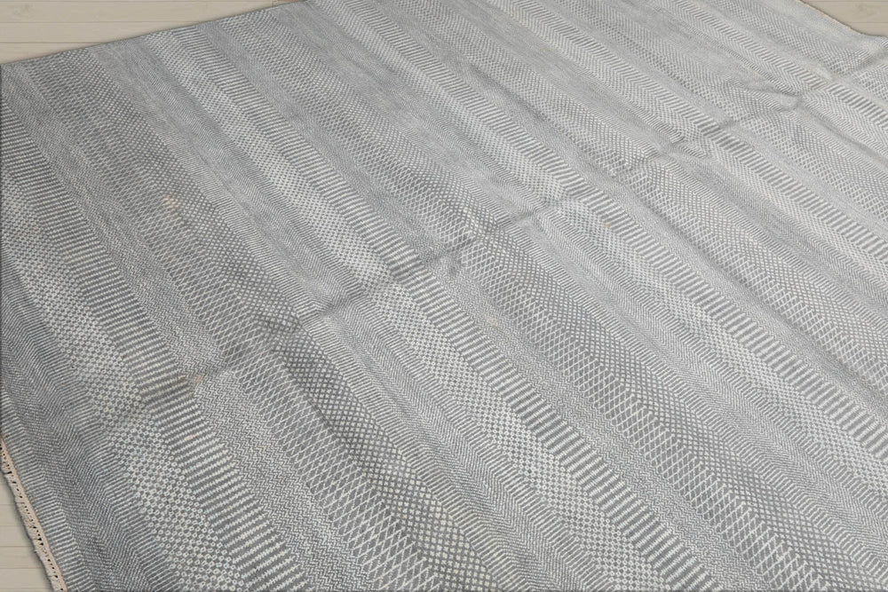 8x10 Gray, White, Color Hand Knotted 100% Wool Modern Oriental Rug