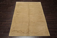6x9 Moss, Gold, Color Hand Knotted Wool & Silk Modern Oriental Rug
