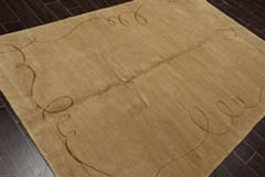 6x9 Moss, Gold, Color Hand Knotted Wool & Silk Modern Oriental Rug
