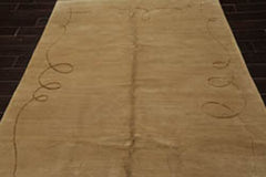 6x9 Moss, Gold, Color Hand Knotted Wool & Silk Modern Oriental Rug