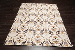 8x10 Beige, Brown, Chocolate Color Hand Knotted Polypropylene Transitional Oriental Rug