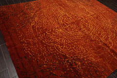 8x10 Terracotta, Gold, Color Hand Knotted Tamarian 100% Wool Modern Oriental Rug