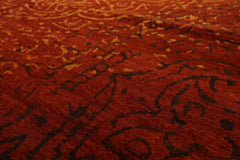 8x10 Terracotta, Gold, Color Hand Knotted Tamarian 100% Wool Modern Oriental Rug