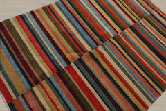 4x6 Blue, Beige, Orange Color Hand Knotted 100% Wool Modern Oriental Rug