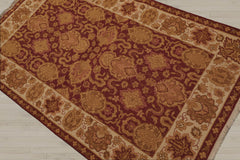 3x5 Rust, Ivory, Gold Color Hand Knotted Soumak 100% Wool Traditional Oriental Rug