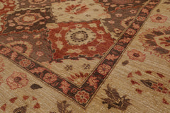 8x10 Tan, Brown, Rust Color Hand Knotted Peshawar 100% Wool Traditional Oriental Rug
