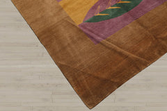 5x7 Lavender, Gold, Brown Color Hand Knotted 100% Wool Contemporary Oriental Rug