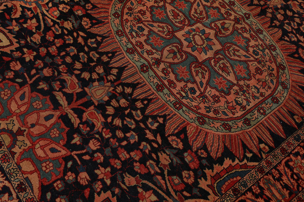 5x7 Midnight Blue, Rose, Aqua Color Hand Knotted 100% Wool Traditional Oriental Rug