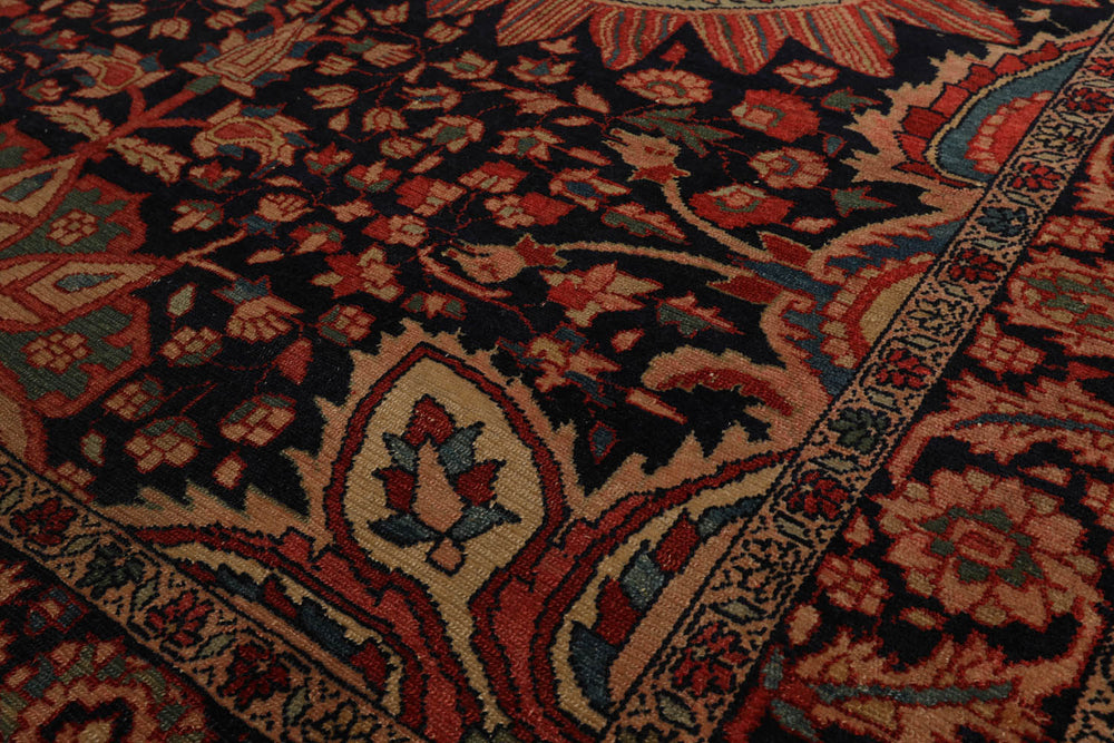 5x7 Midnight Blue, Rose, Aqua Color Hand Knotted 100% Wool Traditional Oriental Rug