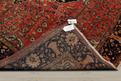 9x12 Rose, Midnight Blue, Ivory Color Hand Knotted Ferahan 100% Wool Traditional Oriental Rug