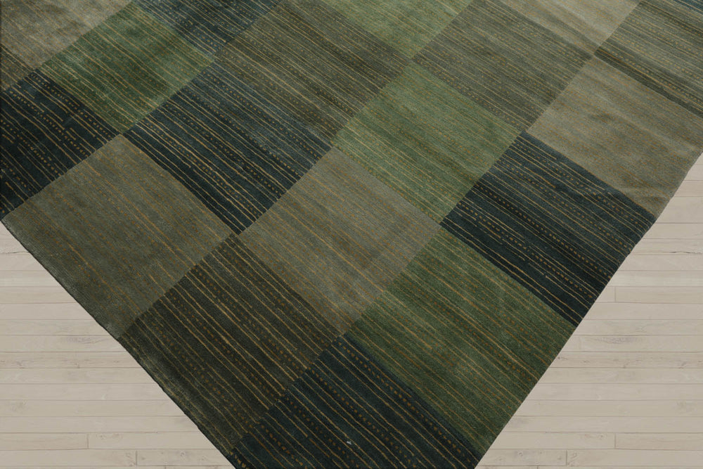 8x10 Aqua, Gray, Blue Color Hand Knotted 100% Wool Modern Oriental Rug