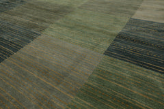8x10 Aqua, Gray, Blue Color Hand Knotted 100% Wool Modern Oriental Rug