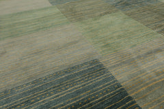 8x10 Aqua, Gray, Blue Color Hand Knotted 100% Wool Modern Oriental Rug