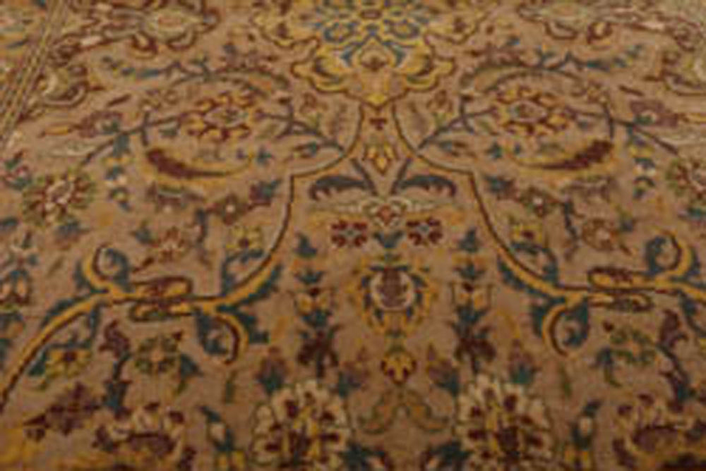 3x5 Tan, Light Gold, Blue Color Hand Knotted Pak Persian 100% Wool Traditional Oriental Rug